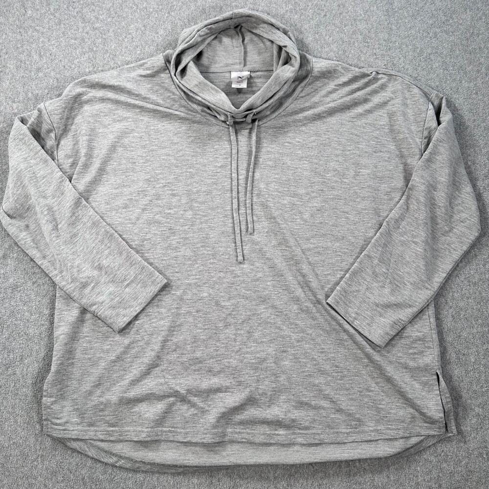 Natori Funnel Neck Lounge Tunic Top Women's Medium Gray Casual Drawstring